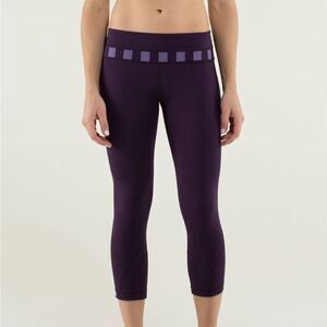 Lululemon Run: Inspire Crop II in Deep Zinfandel/Micro Macro Stripe